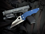 Spyderco Yojumbo Folder Cobalt Blue Textured G10 Body w/ SPY27 Satin Plain Edge Blade (3.98") C253GPCBL
