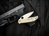 Spyderco Mantra 4 Folder White G10 Body w/ Satin Plain Edge Blade (3.34") C274GWP