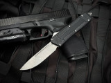 CONSIGNMENT Microtech Old School 2014 QD Scarab Black ALuminum Body w/ Elmax Apocalyptic Plain Edge Blade (3.5")