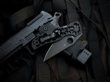 Spyderco Edgerati Folder Black Skeletonized Aluminum Body w/ S30V Black Plain Edge Blade (3.57") C266BKALBKP