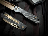 Heretic Knives Jinn Auto Folder Carbon Fiber Body w/ Magnacut Bronzed Plain Edge Blade (3") H113-7A-CF