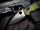 Spyderco Manix 2 Folder Salt Series Yellow and Black G10 Body w/ Magnacut Plain Edge Blade (3.37") C101GBKYLMCP2