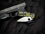 Spyderco Manix 2 Folder Salt Series Yellow and Black G10 Body w/ Magnacut Plain Edge Blade (3.37") C101GBKYLMCP2