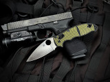 Spyderco Manix 2 Folder Salt Series Yellow and Black G10 Body w/ Magnacut Plain Edge Blade (3.37") C101GBKYLMCP2