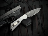 PRE-OWNED Pro-Tech Strider SNG Auto Folder Black G10 and Titanium Body w/ Chad Nichols Damascus Plain Edge Blade (3.5")