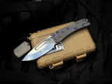 PRE-OWNED Medford Slim Midi Beadblast Grey "Birds of Paradise" Titanium Body and Violet Hardware/Clip w/ S45VN Tumbled Drop Point Blade (3.25")