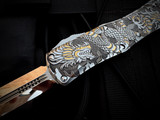 Marfione Custom Hera  1of1 Hand Engraved Jody Mueller Stainless Steel and Gold Body w/ Mirror Polished Plain Edge Blade (3.08")