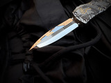 Marfione Custom Hera  1of1 Hand Engraved Jody Mueller Stainless Steel and Gold Body w/ Mirror Polished Plain Edge Blade (3.08")