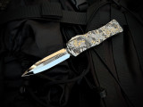 Marfione Custom Hera  1of1 Hand Engraved Jody Mueller Stainless Steel and Gold Body w/ Mirror Polished Plain Edge Blade (3.08")