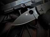 Spyderco Shaman Folder Black Lightweight Body w/ BD1N DLC Plain Edge Blade (3.58") C229PBBK