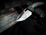 Heretic Knives Custom Medusa Auto Abalone Inlaid Carbon Fiber Body w/ Hand Ground High Polish Compound Grind Blade (3")