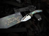 Heretic Knives Custom Medusa Auto Abalone Inlaid Carbon Fiber Body w/ Hand Ground High Polish Compound Grind Blade (3")