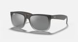 Ray-Ban Justin Sunglasses Rubber Grey on Clear Grey w/ Grey Mirror Silver Gradient Lenses RB4165 852/88 54-16