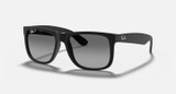 Ray-Ban Justin Classic Sunglasses Matte Rubber Black Frame w/ Light Grey Polarized Lenses RB4165 622/T3 54-16