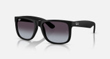 Ray-Ban Justin Classic Sunglasses Matte Rubber Black Frame w/ Dark Grey Lenses RB4165 601/8G 54-16