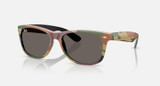 Ray-Ban New Wayfarer Classic Sunglasses Matte Grey and Green Camouflage Frame w/ Dark Grey Lenses RB2132 6822B1 55-18