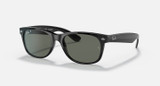 Ray-Ban New Wayfarer Classic Sunglasses Polished Black Frame w/ Green Polarized Lenses RB2132 901/58 55-18