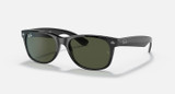 Ray-Ban New Wayfarer Classic Sunglasses Polished Black Frame w/ G-15 Green Lenses RB2132 901L 55-18