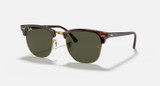 Ray-Ban Clubmaster Classic Sunglasses Polished Tortoise on Gold w/ G-15 Green Lenses RB3016 W0366 51-21
