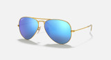 Ray-Ban Aviator Sunglasses Matte Gold Frame w/ Blue Flash Polarized Lenses RB3025 112/4L 58-14
