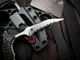 Microtech Marfione Select Bee Fixed Blade Carbon Fiber Scales and Blue Titanium Hardware w/ 440C Stonewashed Full Serrated Blade (2.5") 218-12MS5