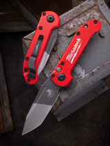 Microtech LUDT T/E Auto Folder Red and Black Themed Aluminum Body w/ M390MK Two Toned Plain Edge Blade (3.5") 1136-1MWS