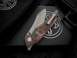 G&G Hawk Talon Hawk Lock Folder FatCarbon Mars Valley Inlaid Tumbled Titanium w/ M390 Tumbled Plain Edge Blade (3.5")