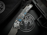 G&G Hawk Talon Hawk Lock Folder FatCarbon Frost  Inlaid Tumbled Titanium w/ M390 Tumbled Plain Edge Blade (3.5")