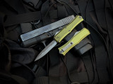 Microtech Hera II Mini D/E OD Green Aluminum Body w/ M390MK Apocalyptic Plain Edge Blade (2.875") 1702M-10APOD