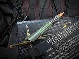 Marfione Custom Siphon II Ink Pen Antique Green Frag Pattern Titanium Body w/ Bronze Titanium Lever and Stonewash Finish Copper Cartridge Tube