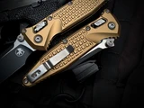 Microtech Socom Elite S/E RAM-LOK Folder Tan Frag Pattern Aluminum Body w/ M390MK Black Plain Edge Blade (3.8") 160RL-1FRTA