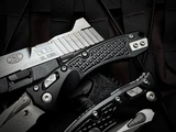 Microtech Amphibian Mini RAM-LOK Folder Black Frag Aluminum Body w/ M390MK Apocalyptic Plain Edge Blade (3.25") 137MRL-10APFR