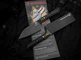 Microtech Santoku Chef's Knife Carbon Fiber Scales and Bronzed Titanium Bolster w/ M390MK DLC Plain Edge Blade (4.2") 3300B-1DLCCFS