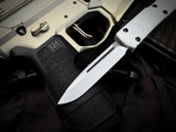CONSIGNMENT Microtech Ultratech S/E Deep Engraved Storm Trooper White Aluminum Body w/ White Plain Edge Blade (3.4") 121-1STD
