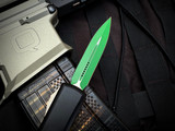 CONSIGNMENT Microtech UTX-85 D/E Jedi Master Edition Aluminum Body w/ Green Plain Edge Blade (3.1") 232-1JM