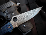 CONSIGNMENT Spyderco Stretch 2 XL Folder Nishijin Glass Fiber Scales w/ Damascus Plain Edge Blade (4") C258GFBLP