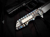 PRE-OWNED Attn2Detail Tanto Folder Entropic Anodized "Toxic" Finished Frag Pattern Titanium Body w/ CTS XHP Satin Plain Edge Blade