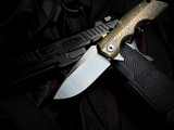 PRE-OWNED Attn2Detail Mk1 Folder Mokume and Titanium Body w/ RWL34 Satin Plain Edge Blade