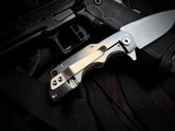 PRE-OWNED Attn2Detail Mk1 Folder Mokume and Titanium Body w/ RWL34 Satin Plain Edge Blade