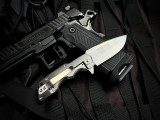 PRE-OWNED Attn2Detail Mk1 Folder Mokume and Titanium Body w/ RWL34 Satin Plain Edge Blade