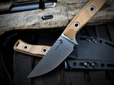 Microtech Knives Akris Fixed Blade Dark Earth G10 Scales and Black Kydex Sheath w/ M390MK Stonewashed plain Edge Blade (3.7") 95-10DE-5