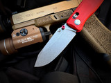 Flytanium Beef Folder Red G10 Scales w/ Stonewashed Plain Edge Blade (3.5") FLY-1386FRS