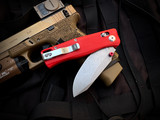 Flytanium Beef Folder Red G10 Scales w/ Stonewashed Plain Edge Blade (3.5") FLY-1386FRS