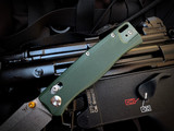 Flytanium Beef Folder Dark Moss G10 Scales w/ Stonewashed Plain Edge Blade (3.5") FLY-1386DMS