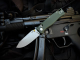 Flytanium Beef Folder Dark Moss G10 Scales w/ Stonewashed Plain Edge Blade (3.5") FLY-1386DMS