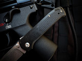 Flytanium Arcade Lite Folder Smoke Black Lightweight Polymer Scales and Demko Shark-Lock w/ Stonewashed Plain Edge Blade (3.2") FLY-1395SS