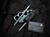 Marfione Select TAC-P Mini Titanium Chisel Tip Kubaton Ice Blue Anodized Frag Titanium Body