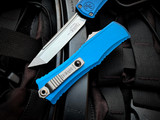 Microtech Hera II Mini T/E Blue Aluminum Body w/ M390MK Stonewashed Plain Edge Blade (2.9") 1704M-10BL