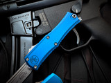 Microtech Hera II Mini T/E Blue Aluminum Body w/ M390MK Stonewashed Plain Edge Blade (2.9") 1704M-10BL