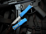 Microtech Hera II Mini T/E Blue Aluminum Body w/ M390MK Stonewashed Plain Edge Blade (2.9") 1704M-10BL